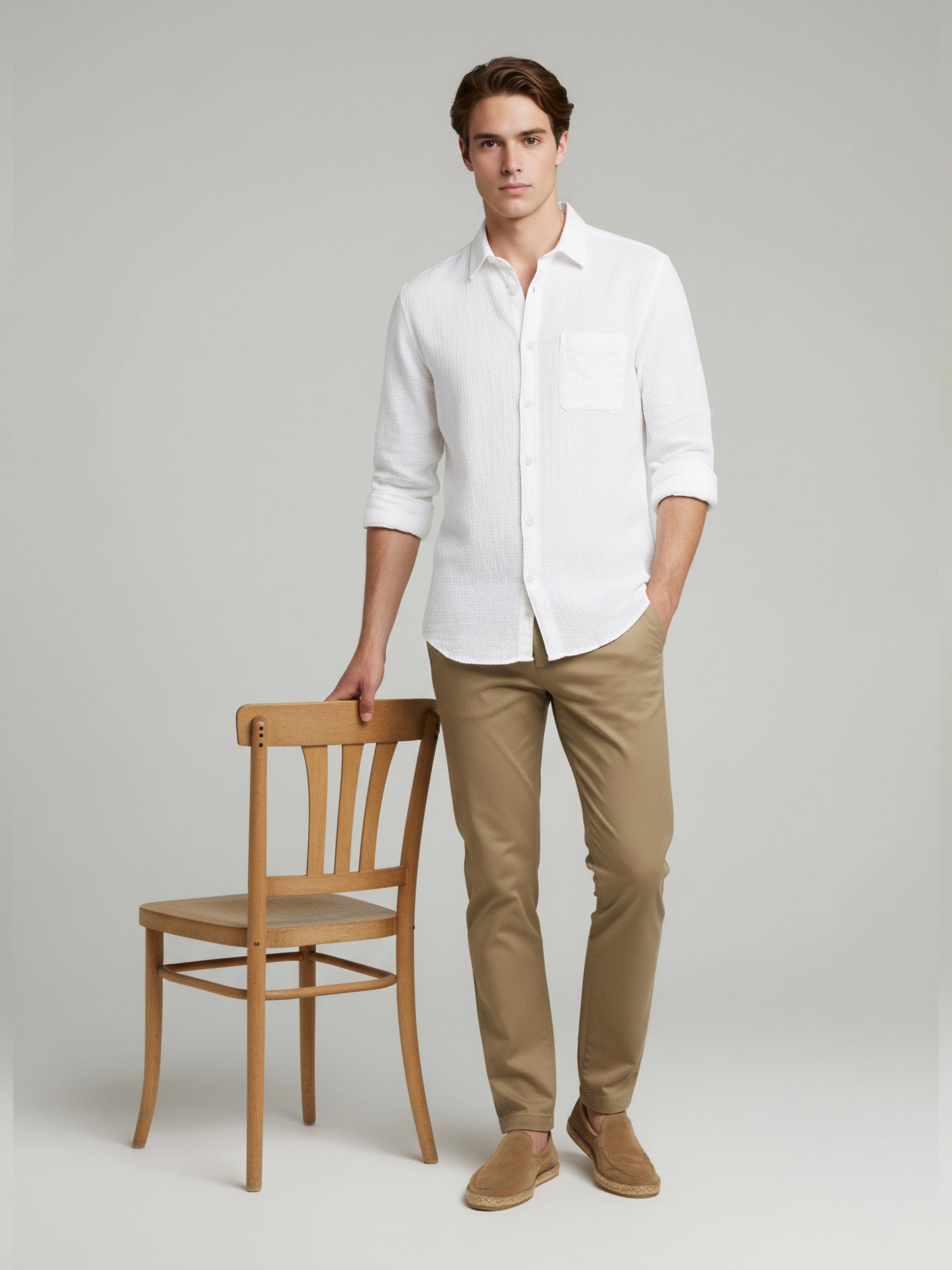 Celio* Men White Solid Regular Fit Cotton Shirts
