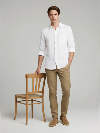 Celio* Men White Solid Regular Fit Cotton Shirts