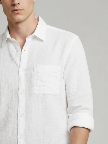 Celio* Men White Solid Regular Fit Cotton Shirts