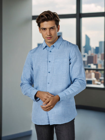 Celio* Men Blue Solid Regular Fit Cotton Shirts