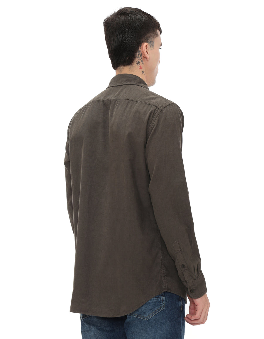 Regular Fit 100% Cotton Corduroy Shirts - Grey