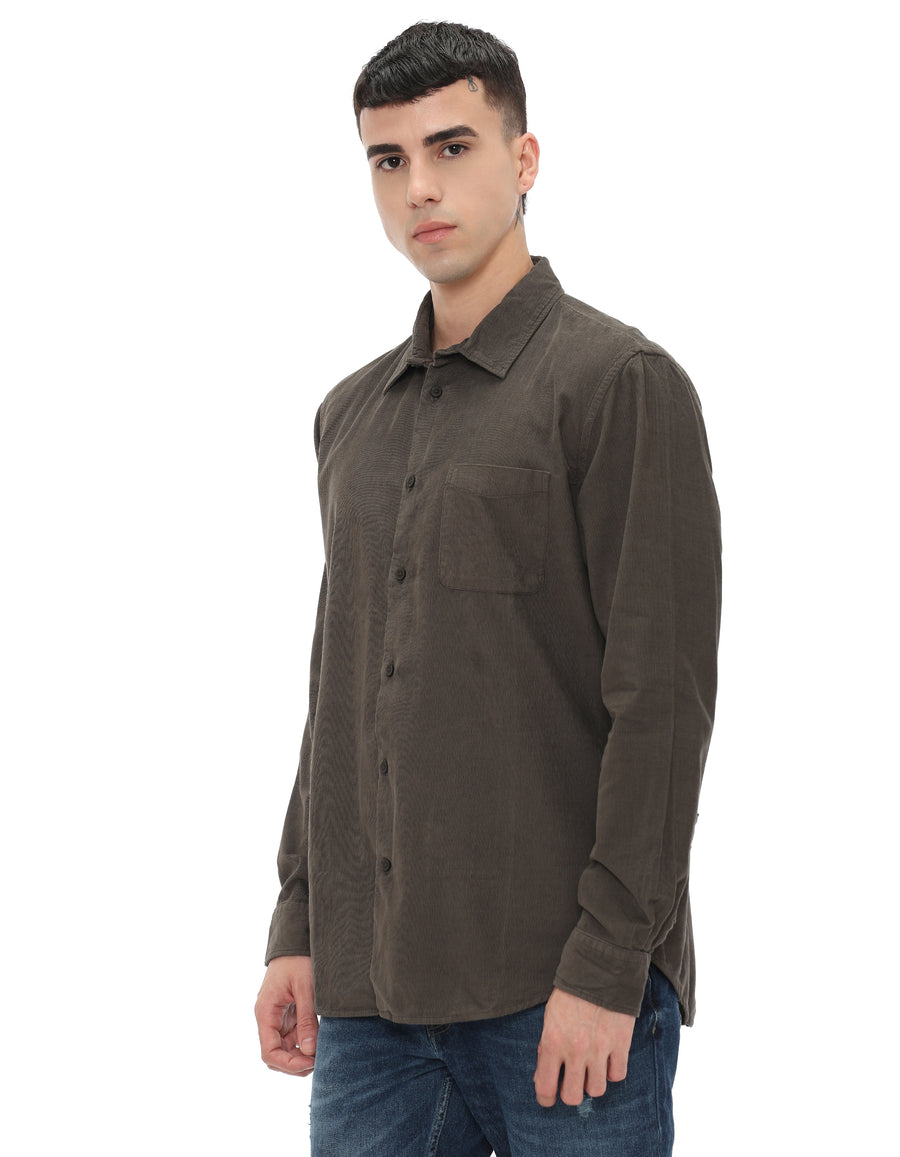 Regular Fit 100% Cotton Corduroy Shirts - Grey