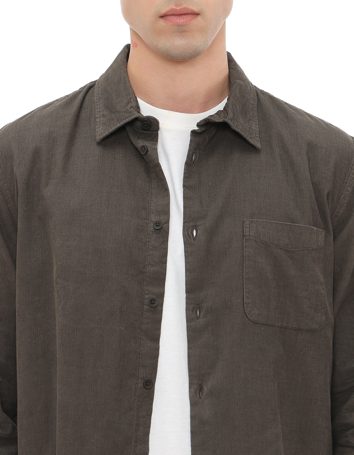 Regular Fit 100% Cotton Corduroy Shirts - Grey