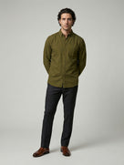 Celio Men Olive Solid Regular Fit Cotton Shirts