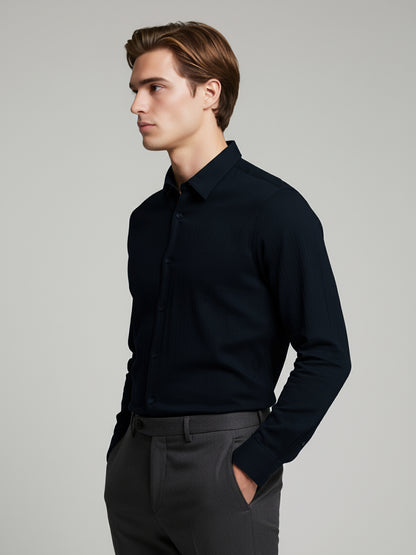 Celio* Men Black Solid Regular Fit Cotton Shirts