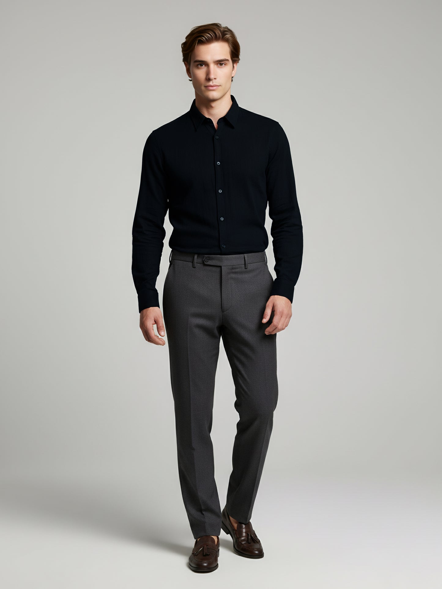 Celio* Men Black Solid Regular Fit Cotton Shirts