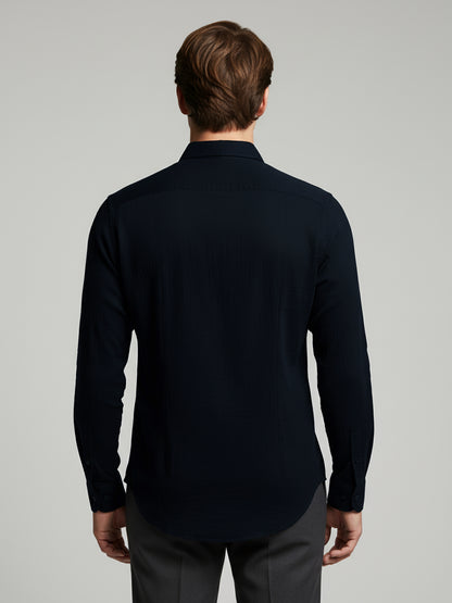 Celio* Men Black Solid Regular Fit Cotton Shirts