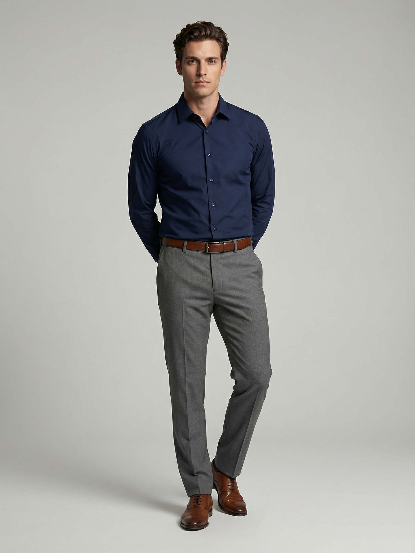 Celio* Solid Cotton Slim Fit Men Blue Shirts