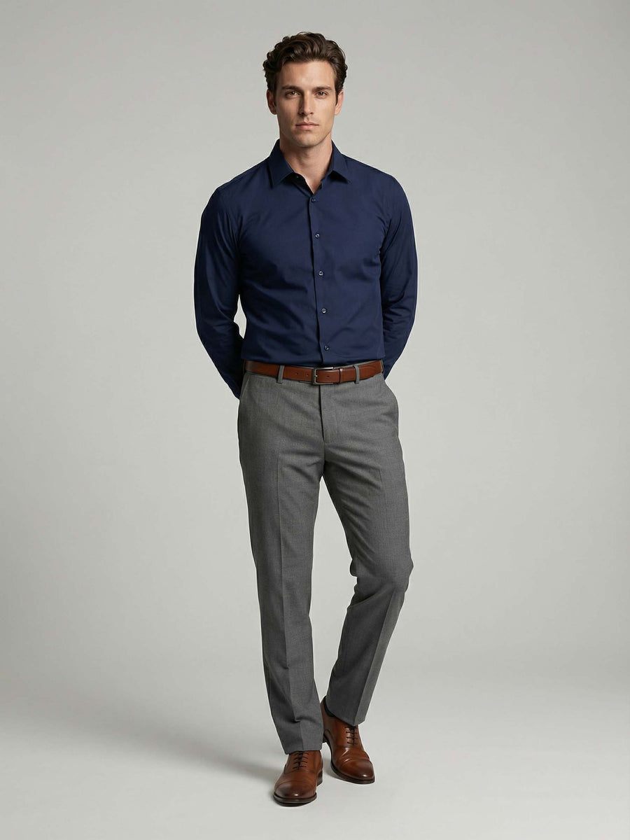 Celio* Solid Cotton Slim Fit Men Blue Shirts