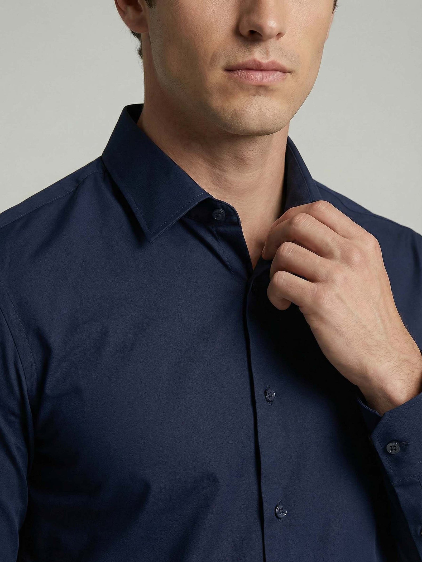 Celio* Solid Cotton Slim Fit Men Blue Shirts