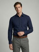Celio* Solid Cotton Slim Fit Men Blue Shirts