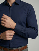Celio* Solid Cotton Slim Fit Men Blue Shirts