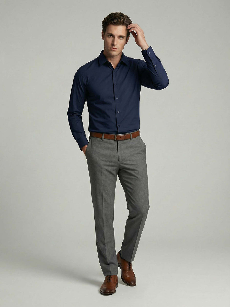 Celio* Solid Cotton Slim Fit Men Blue Shirts