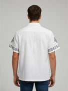 Celio* Men White Printed Regular Fit Cotton-Linen-Blend Shirts