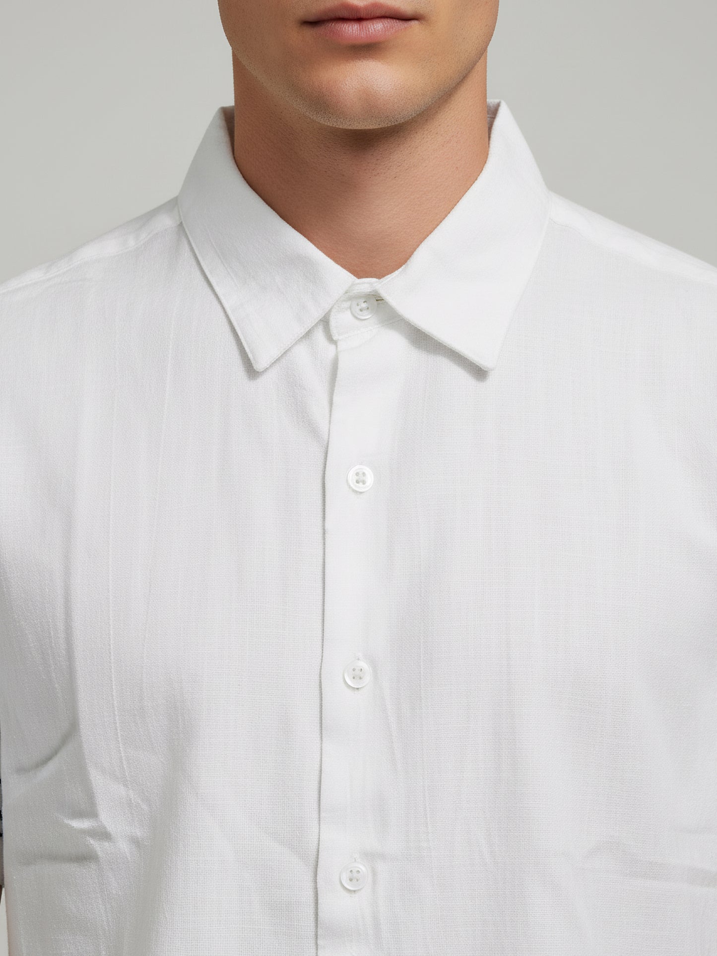 Celio* Men White Printed Regular Fit Cotton-Linen-Blend Shirts