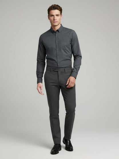 *Celio Men Grey Solid Regular Fit Cotton Shirts