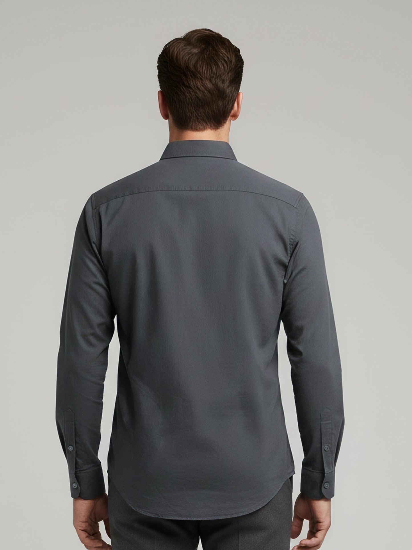 *Celio Men Grey Solid Regular Fit Cotton Shirts