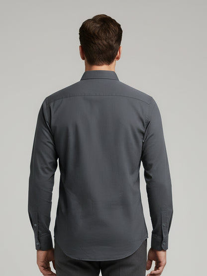 *Celio Men Grey Solid Regular Fit Cotton Shirts