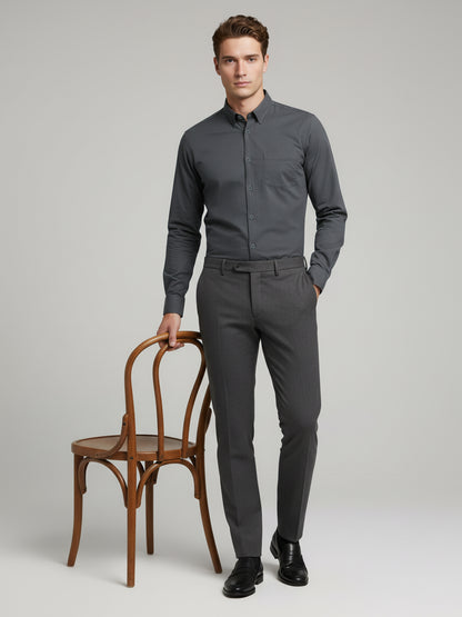 *Celio Men Grey Solid Regular Fit Cotton Shirts