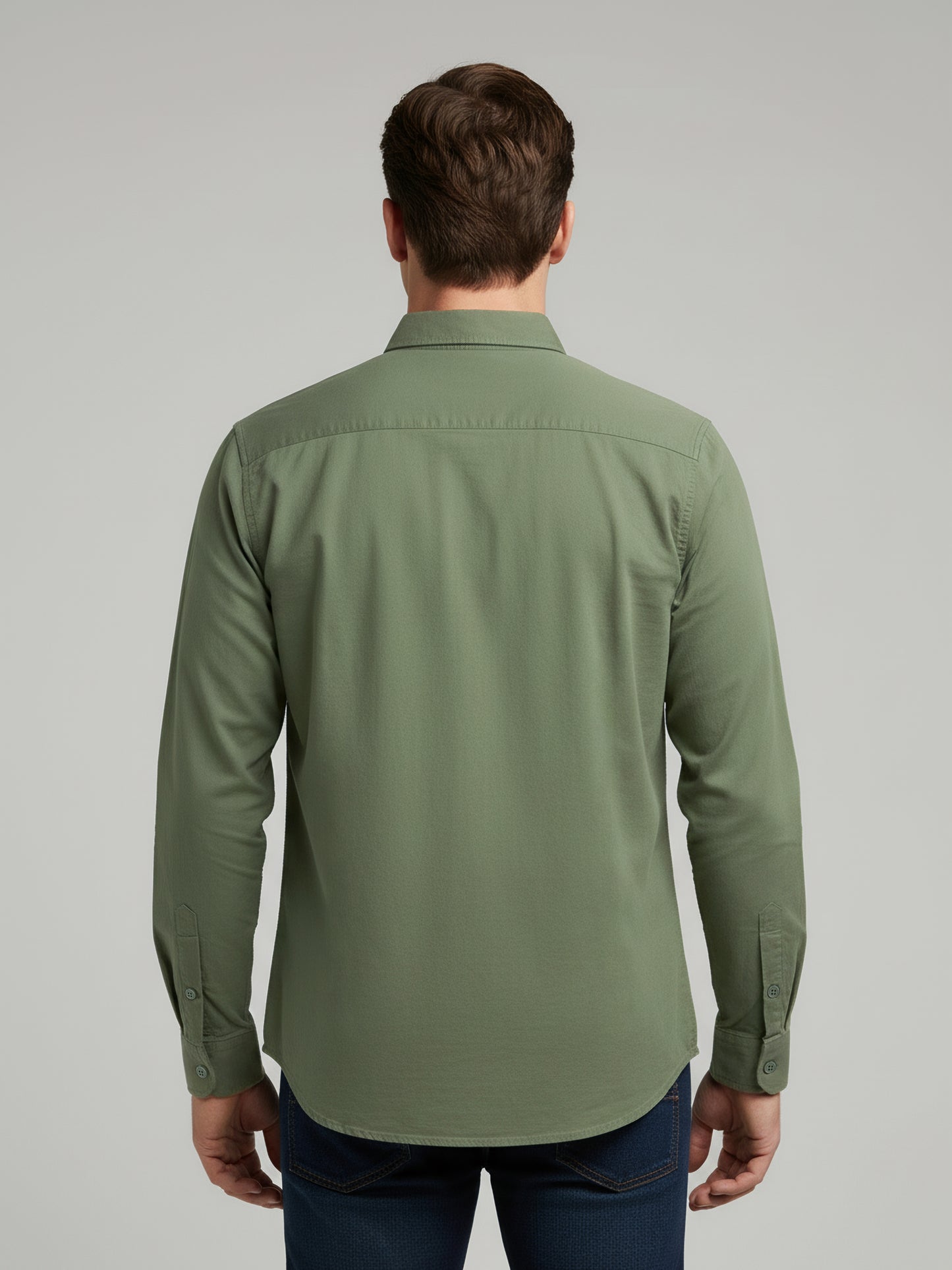 *Celio Men Olive Solid Regular Fit Cotton Shirts