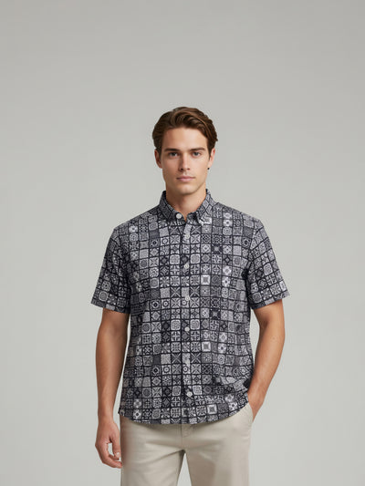 Celio* Men Grey Printed Regular Fit Polyester Shirts