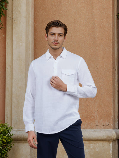Celio* Men White Solid Regular Fit Cotton Shirt