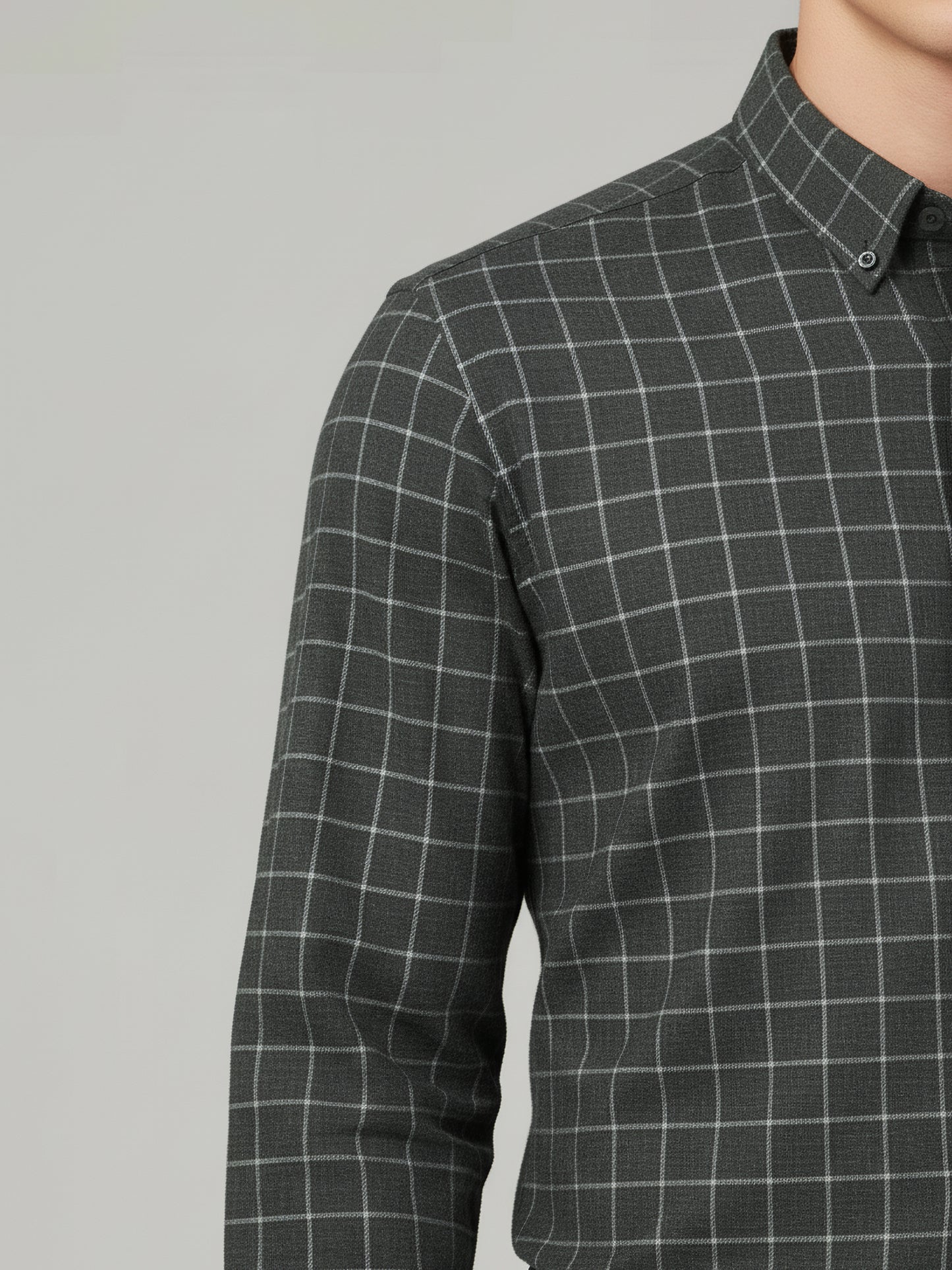 Celio Men Grey Checked Regular Fit Cotton Shirts