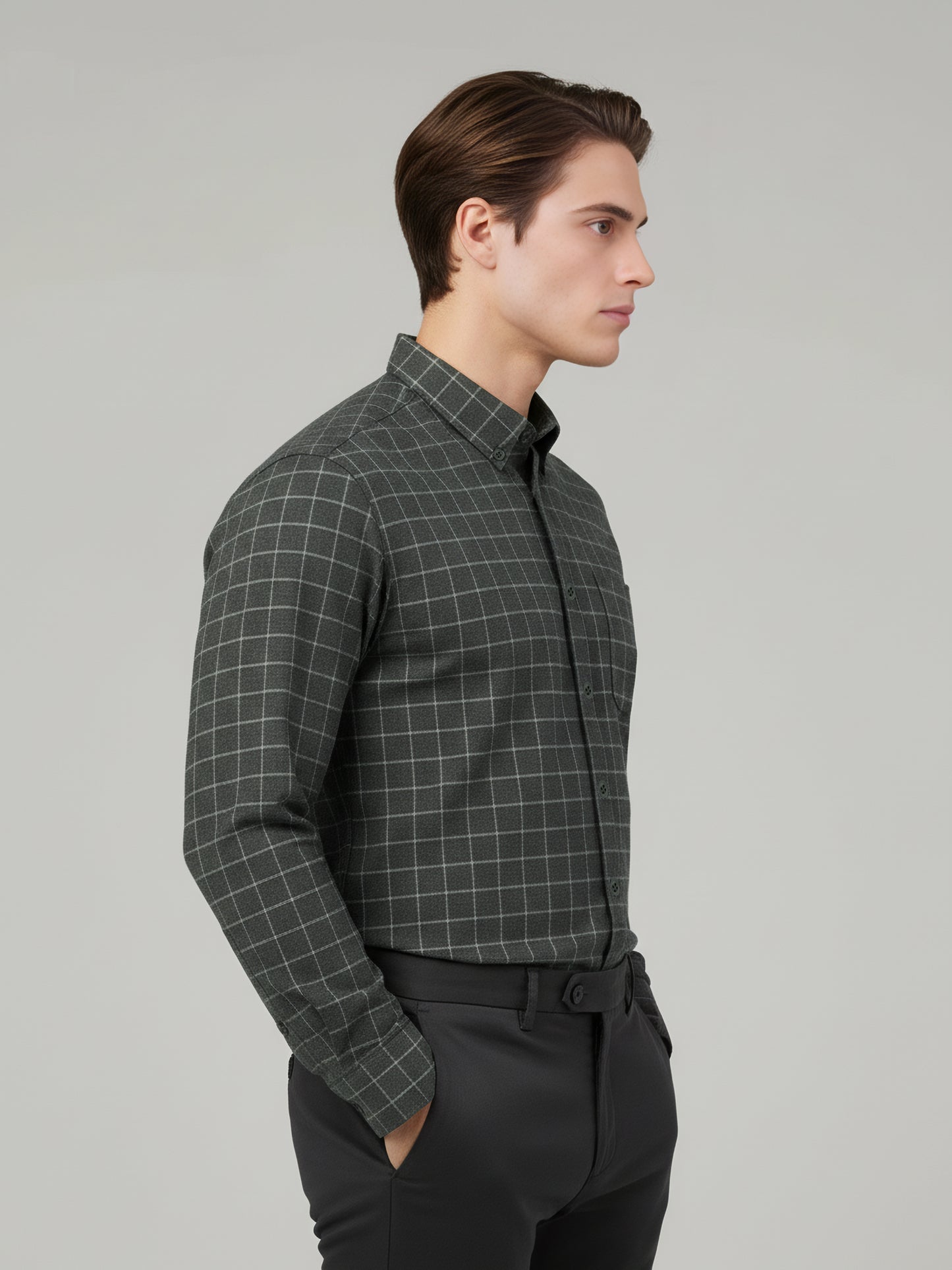 Celio Men Grey Checked Regular Fit Cotton Shirts