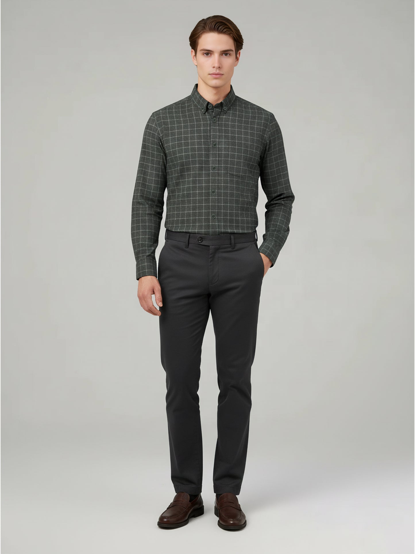 Celio Men Grey Checked Regular Fit Cotton Shirts