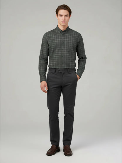 Celio Men Grey Checked Regular Fit Cotton Shirts