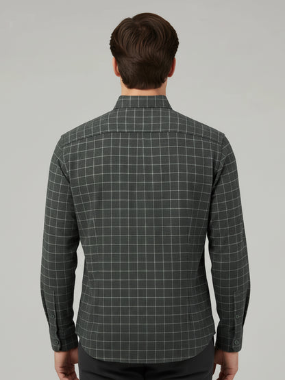 Celio Men Grey Checked Regular Fit Cotton Shirts