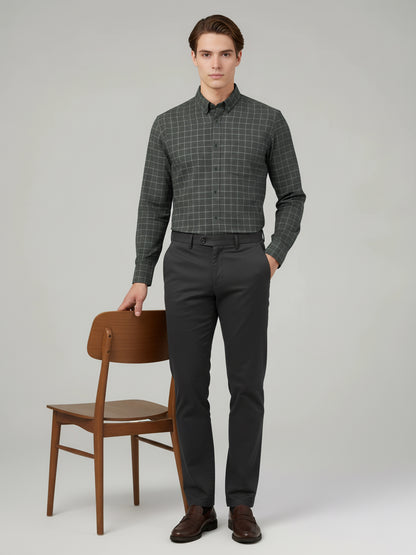 Celio Men Grey Checked Regular Fit Cotton Shirts