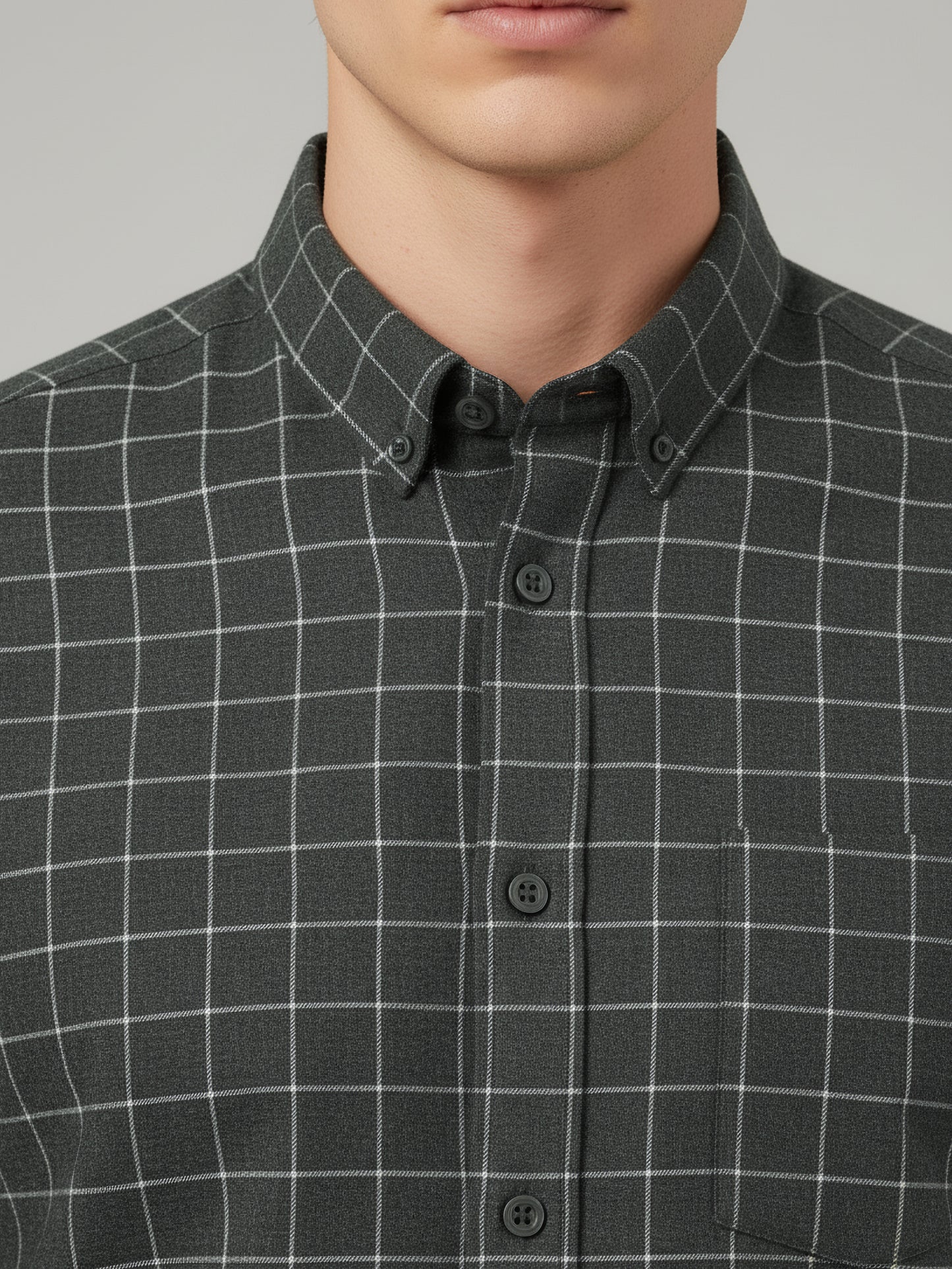 Celio Men Grey Checked Regular Fit Cotton Shirts