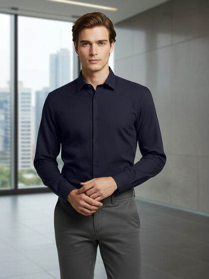 Celio* Men Blue Solid Regular Fit Cotton Shirts