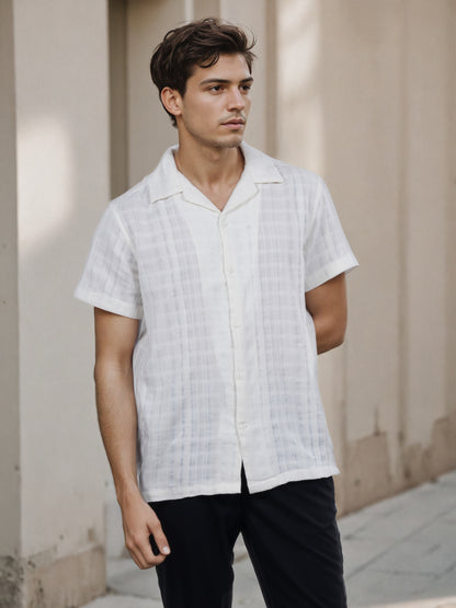 Celio* Men White Solid Regular Fit Cotton Shirt