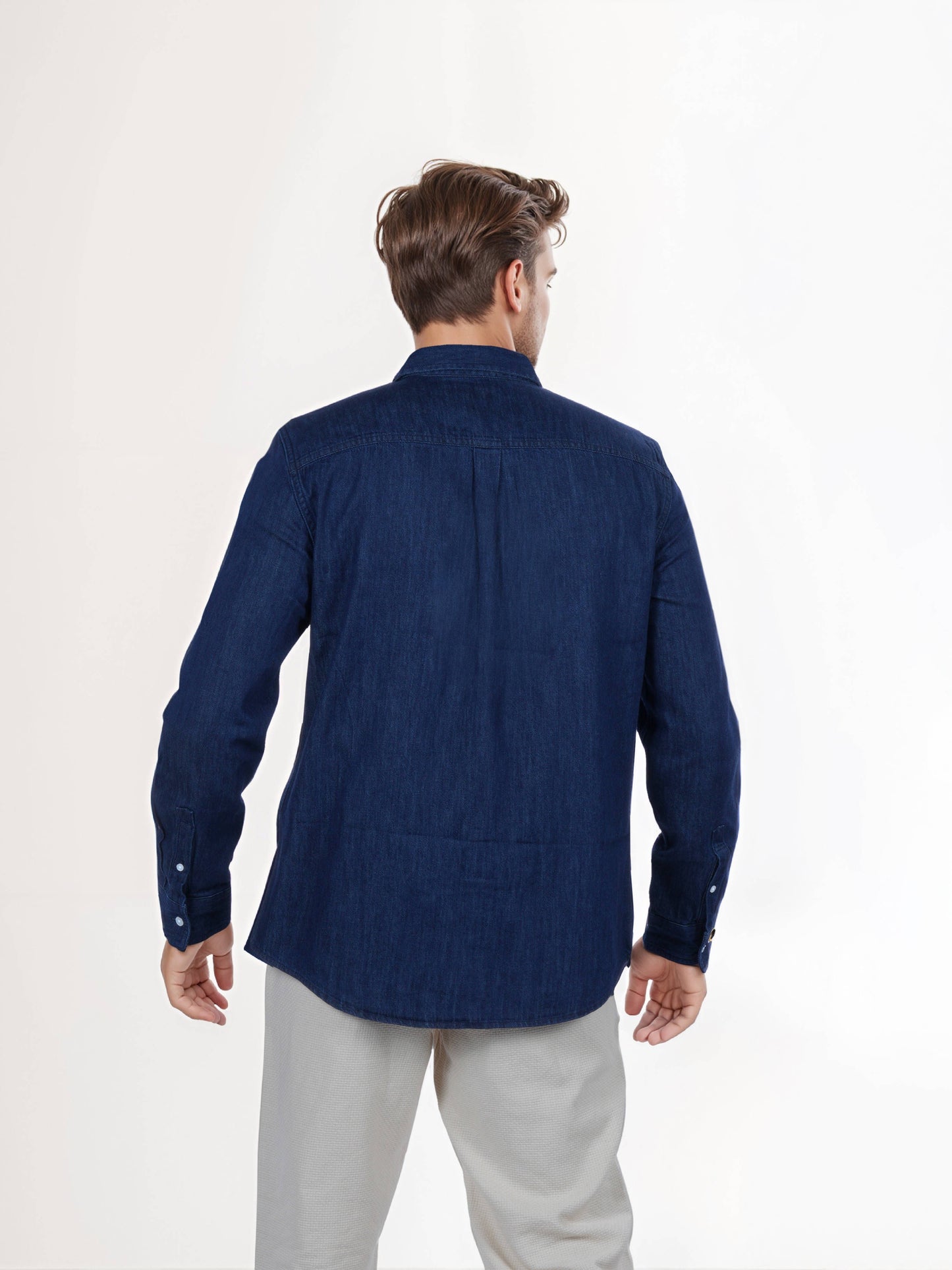 Celio* Cotton Regular Fit Men Solid Blue Shirts