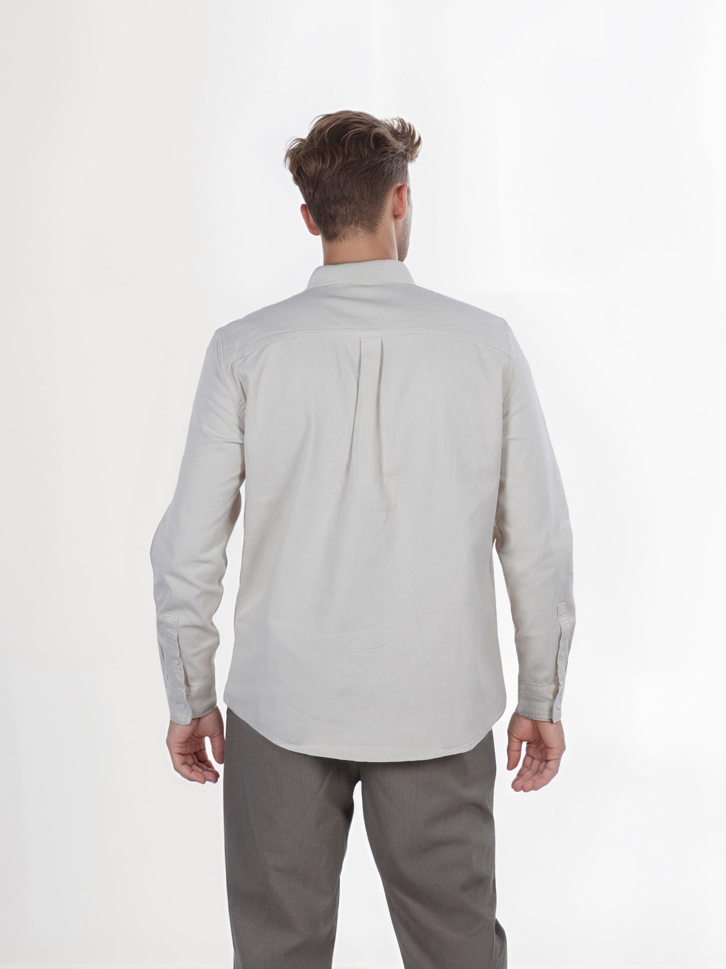 Celio* Beige Men Cotton Solid Regular Fit Shirts