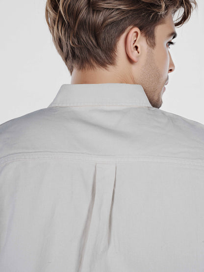 Celio* Beige Men Cotton Solid Regular Fit Shirts