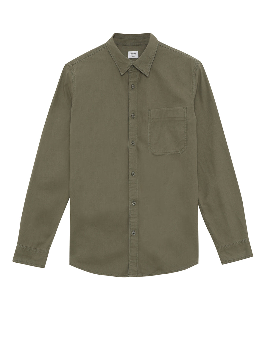 Regular Fit 100% Cotton Solid Shirts - Khaki