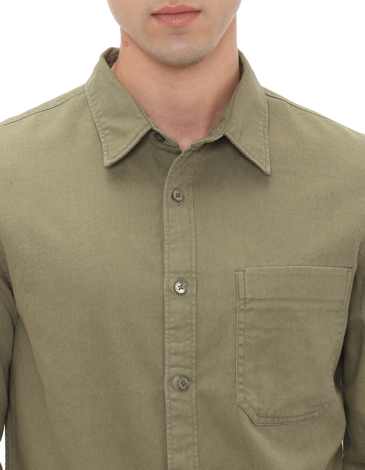 Regular Fit 100% Cotton Solid Shirts - Khaki