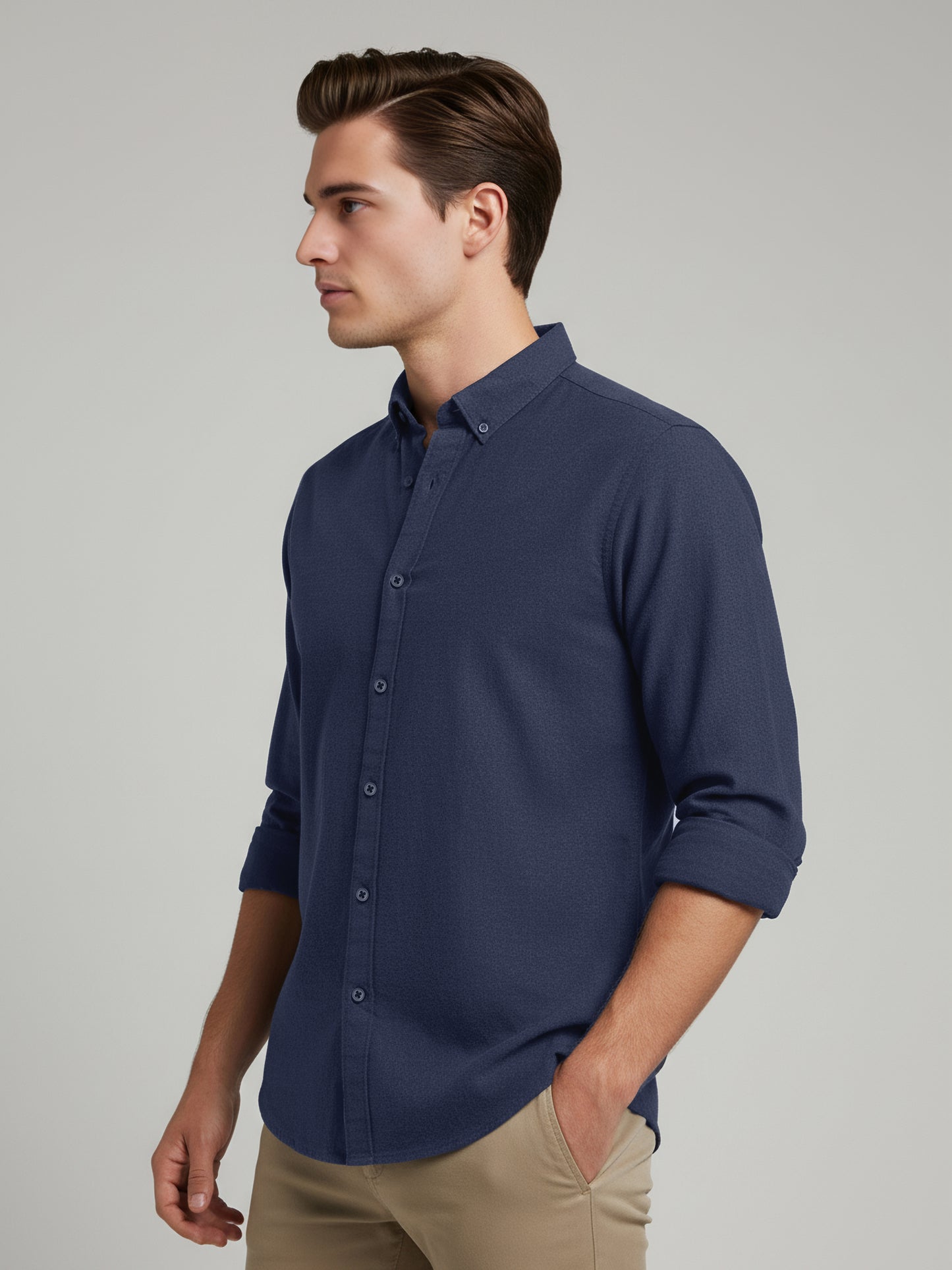 Celio Men Blue Solid Regular Fit Cotton Shirts