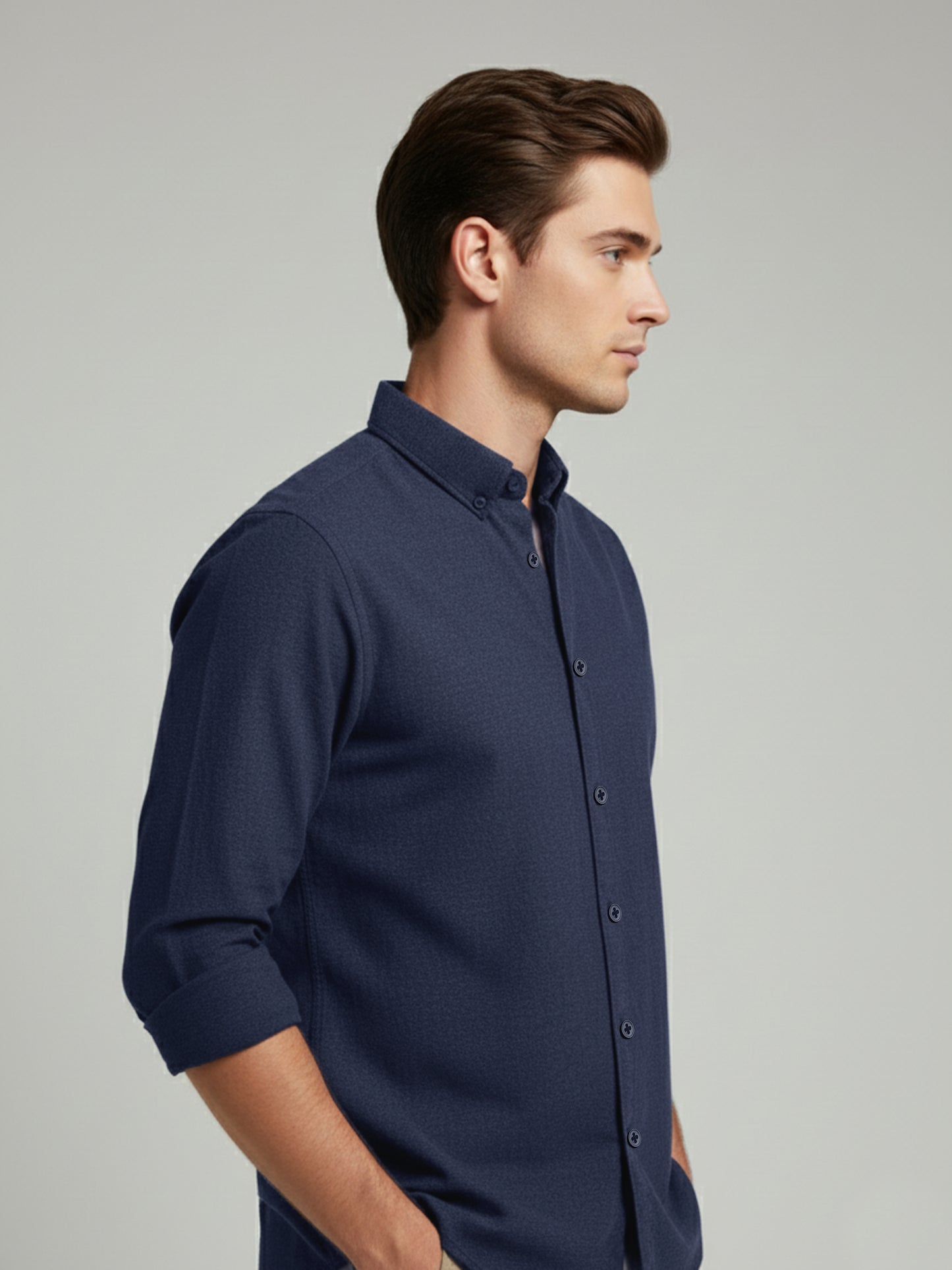 Celio Men Blue Solid Regular Fit Cotton Shirts