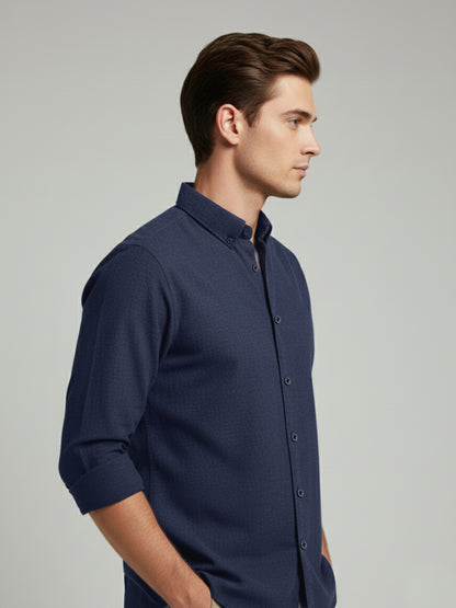Celio Men Blue Solid Regular Fit Cotton Shirts
