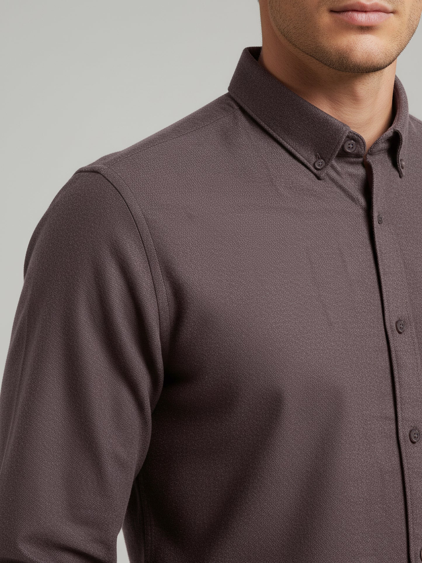 Celio Men Brown Solid Regular Fit Cotton Shirts