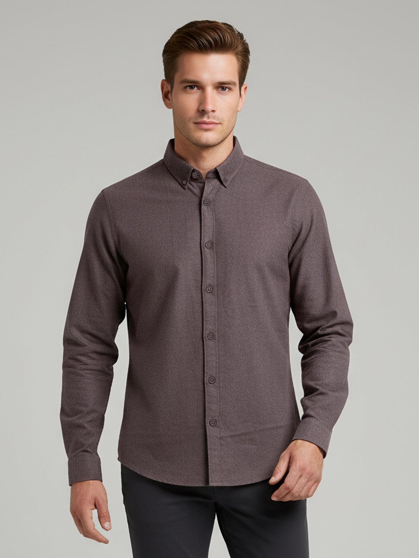 Celio Men Brown Solid Regular Fit Cotton Shirts