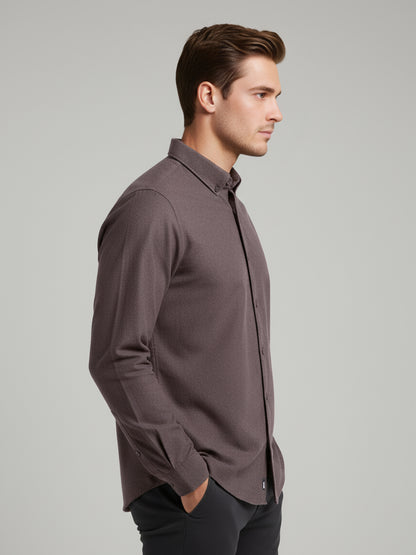 Celio Men Brown Solid Regular Fit Cotton Shirts