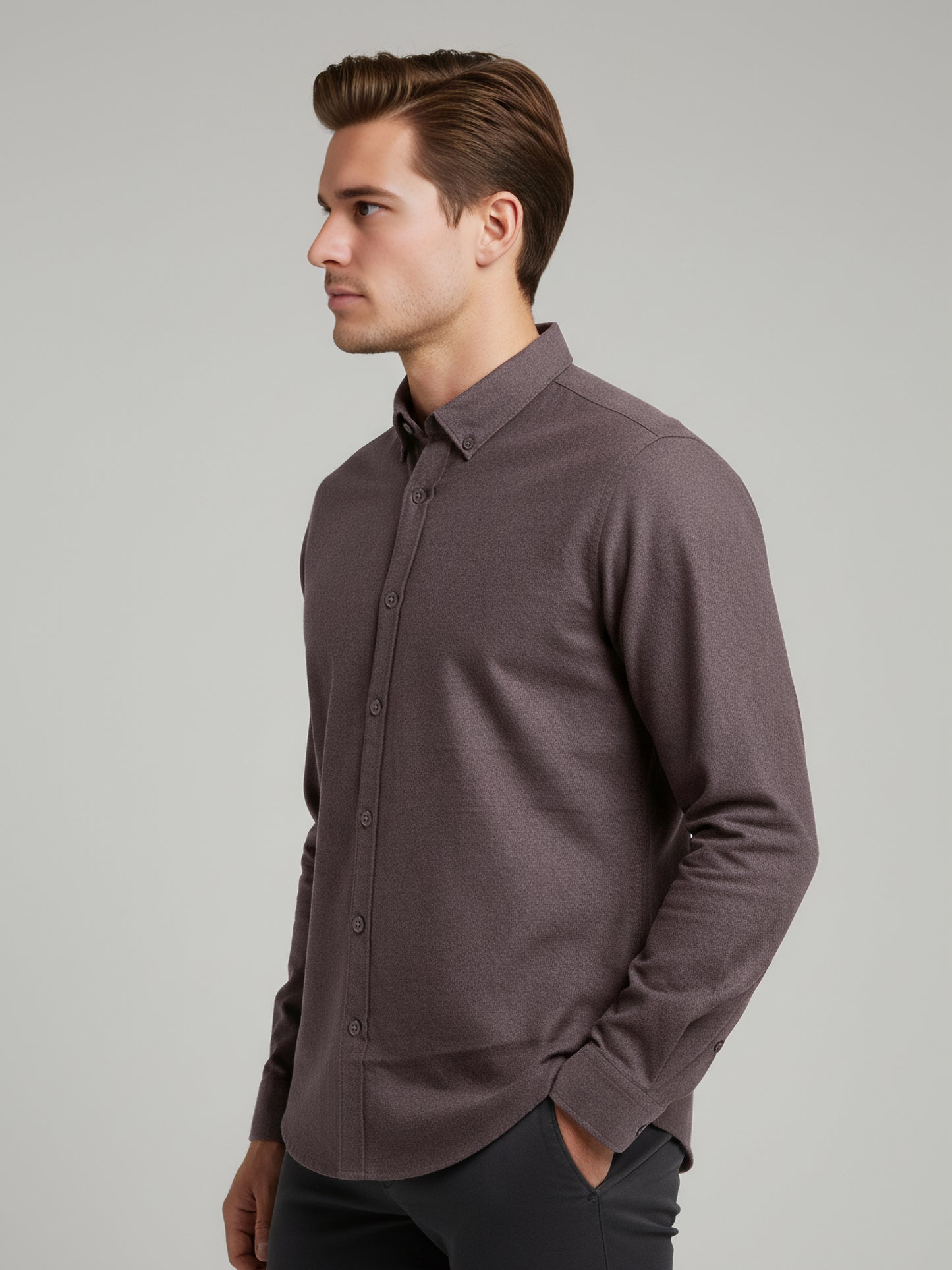 Celio Men Brown Solid Regular Fit Cotton Shirts