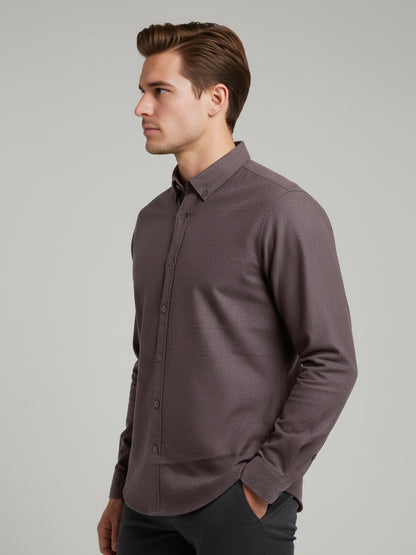Celio Men Brown Solid Regular Fit Cotton Shirts