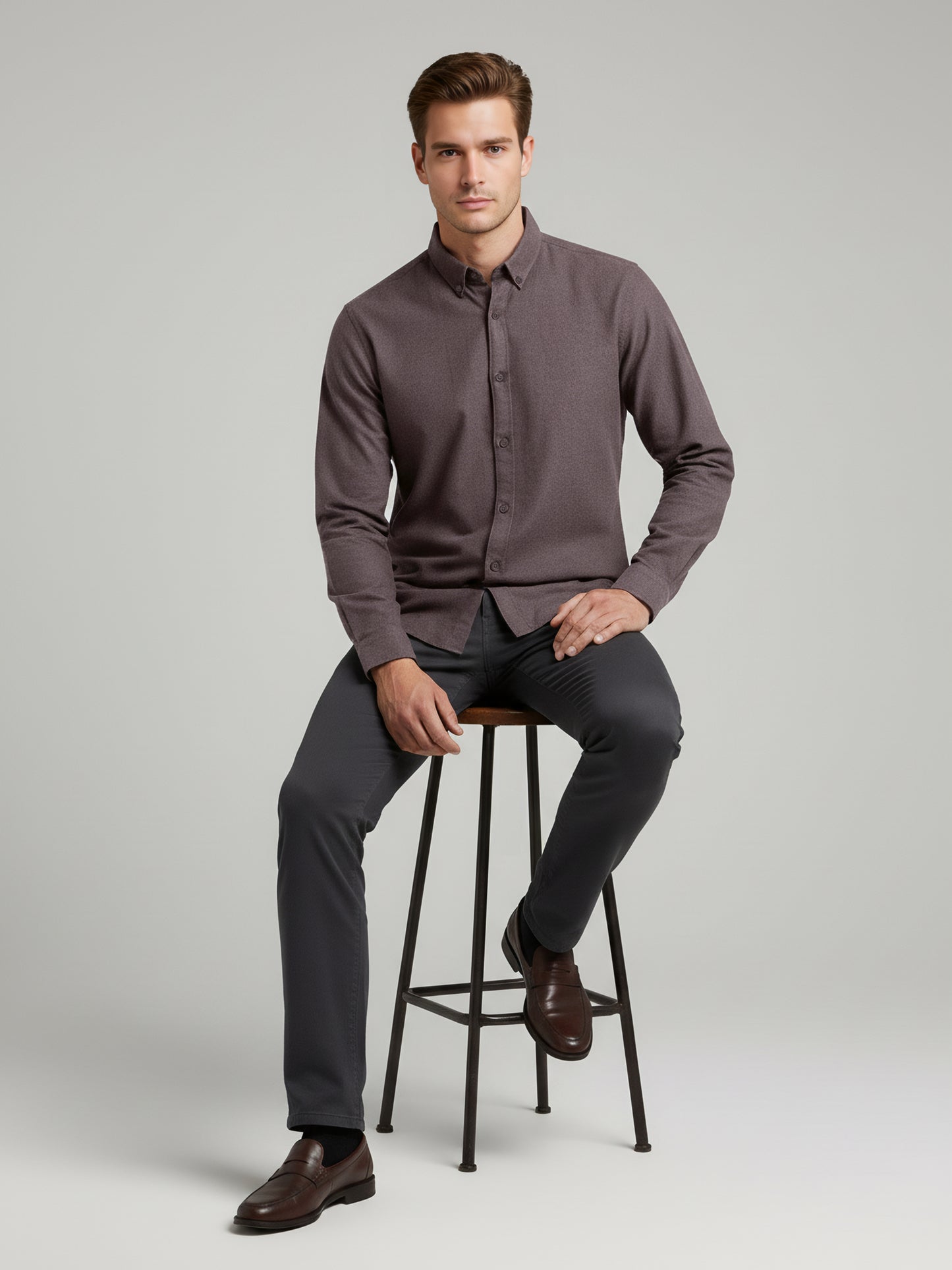 Celio Men Brown Solid Regular Fit Cotton Shirts