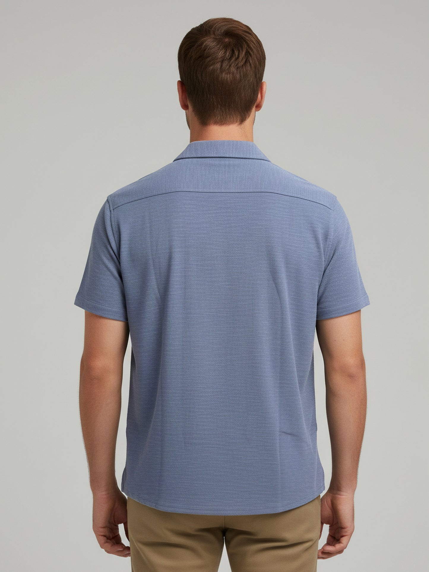 Celio Men Blue Solid Regular Fit Cotton-Poly-Blend Shirts